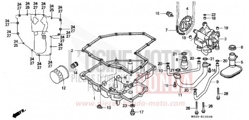FILTRE A HUILE/CARTER D'HUILE/ POMPE A HUILE CBR1000FL de 1990